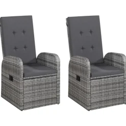 vidaXL - Tuinset grijs - 4 verstelbaar stoelen & 150x90 cm tafel - Poly rattan