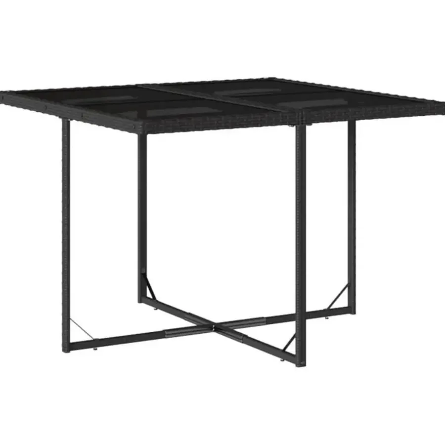 Tuinsets-vidaXL - Tuinset zwart kussens - Poly rattan en staal - 110x106 cm - 5 stuks