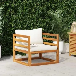 vidaXL - Tuinstoel - Crème - Acaciahout - Met kussens