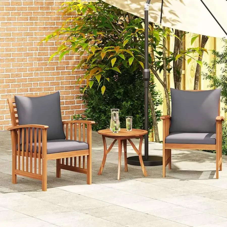 Tuinstoelen-vidaXL - Tuinstoel - Grijs - Hout