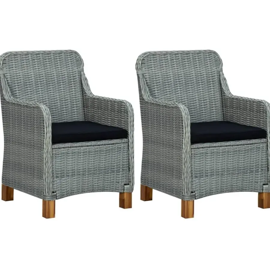 vidaXL - Tuinstoel - Grijs - Poly rattan - 2 stuks