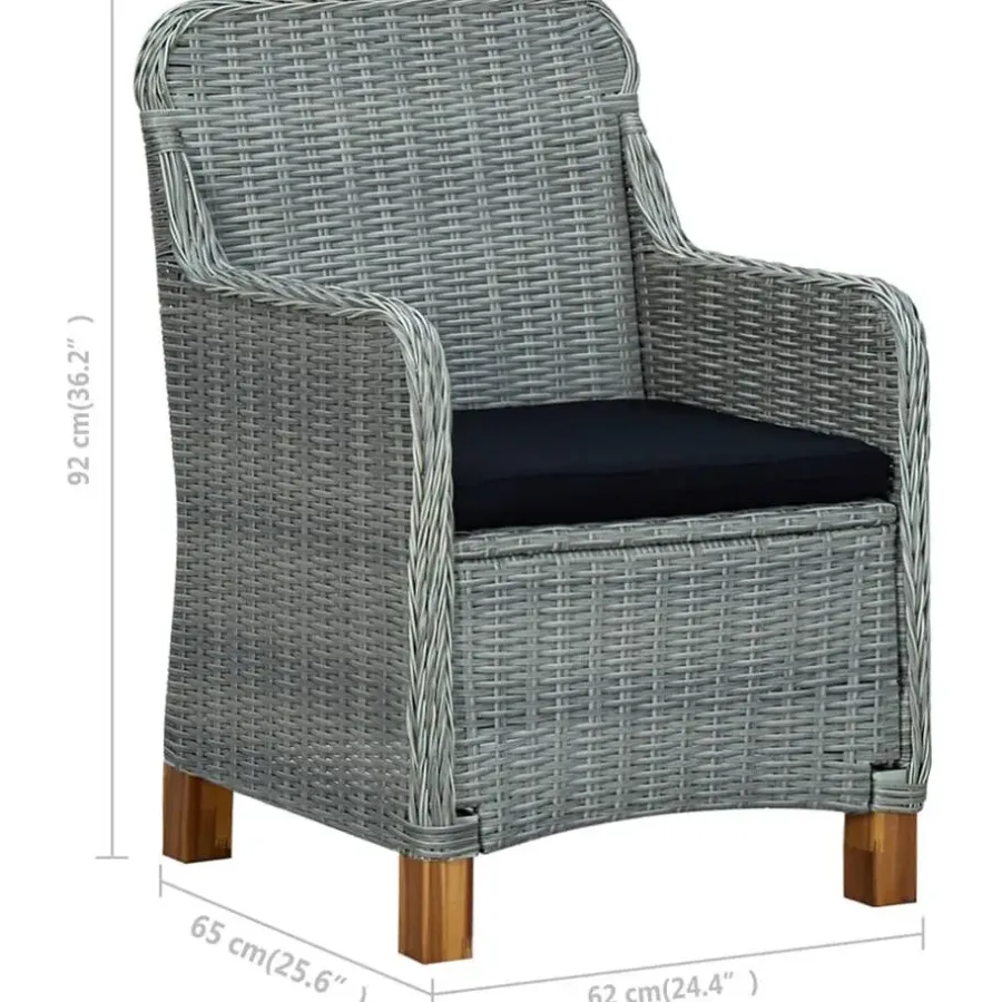 vidaXL - Tuinstoel - Grijs - Poly rattan - 2 stuks