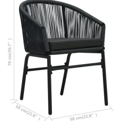 vidaXL - Tuinstoel - Zwart - Polyetheen - 2 stuks