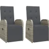 vidaXL - Tuinstoelen - Grijs - Poly rattan - 2 stuks - Verstelbaar - Met kussens