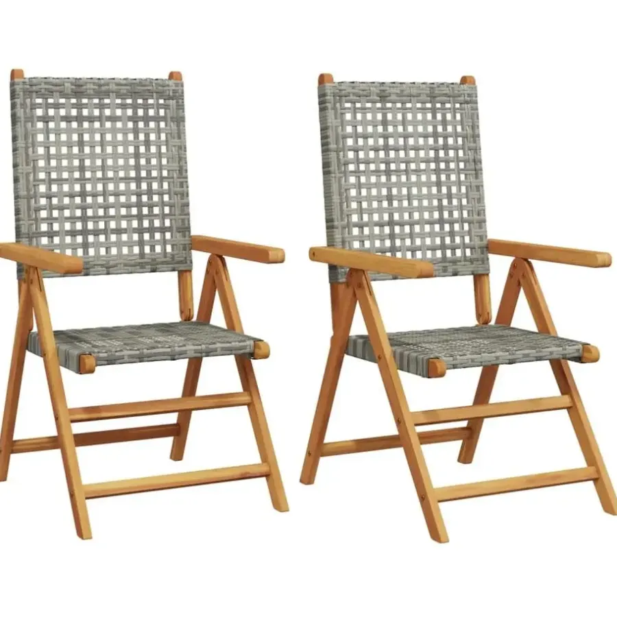 Tuinstoelen-vidaXL - Tuinstoelen - Grijs - Acaciahout en poly rattan - 2 stuks