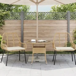 Tuinstoelen-vidaXL - Tuinstoelen - Kussens - Bruin - Poly rattan - 2 stuks