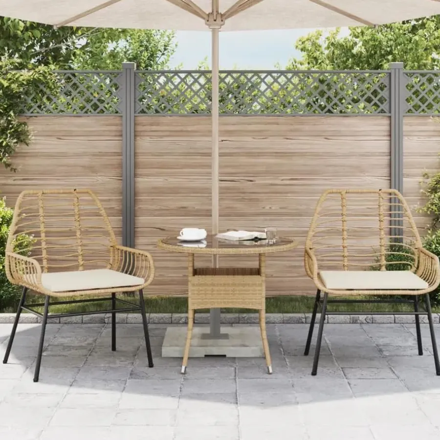Tuinstoelen-vidaXL - Tuinstoelen - Kussens - Bruin - Poly rattan - 2 stuks