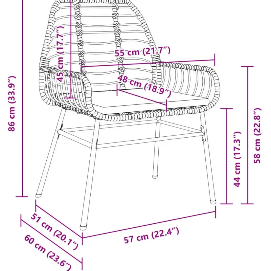 Tuinstoelen-vidaXL - Tuinstoelen - Kussens - Bruin - Poly rattan - 2 stuks