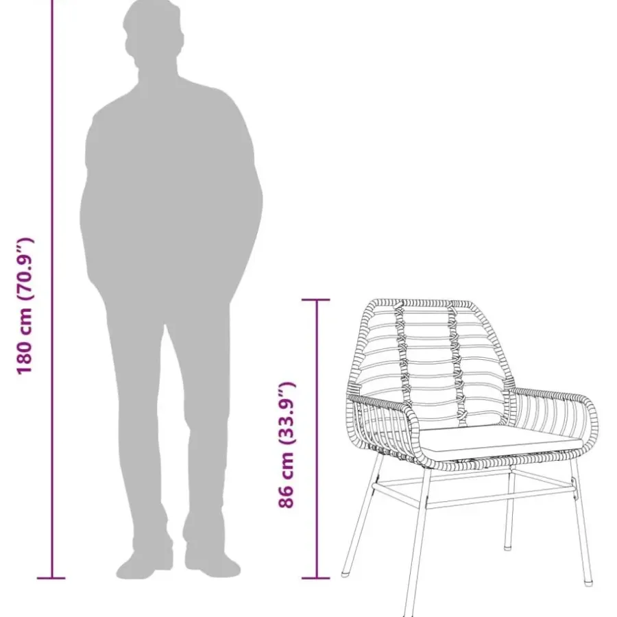 Tuinstoelen-vidaXL - Tuinstoelen - Kussens - Bruin - Poly rattan - 2 stuks