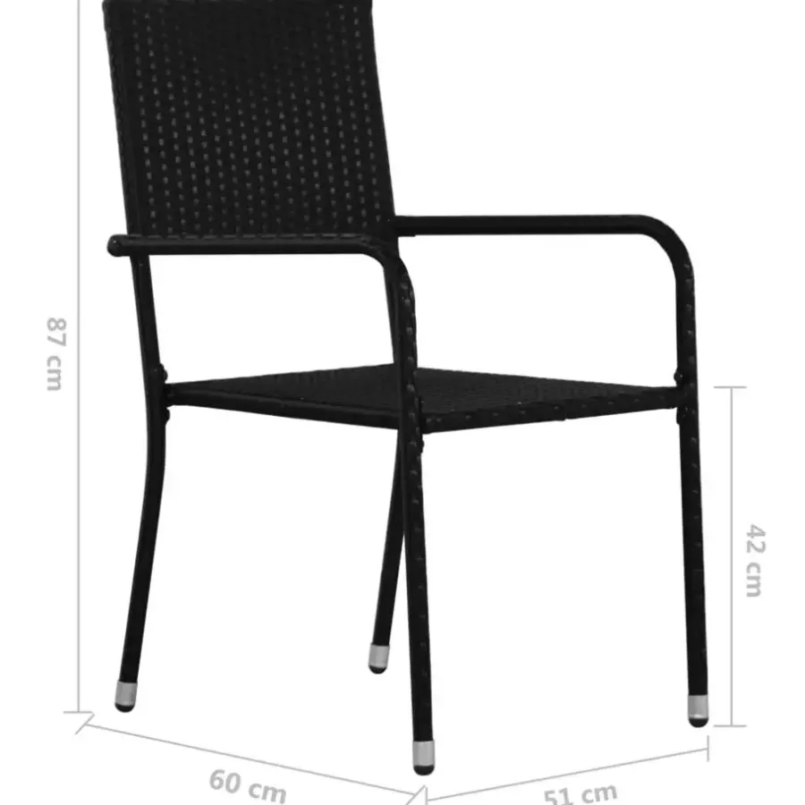 Tuinstoelen-vidaXL - Tuinstoelen - Stapelbaar - Zwart - Poly rattan - 2 stuks
