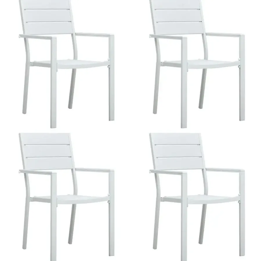 Tuinstoelen-vidaXL - Tuinstoelen - Wit - Hout - 4 stuks