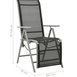 vidaXL - Tuinstoelen - Zilverkleurig - Aluminium - 2 stuks - Verstelbaar