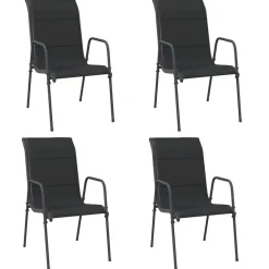 Tuinstoelen-vidaXL - Tuinstoelen - Zwart - Staal en textileen - 4 stuks