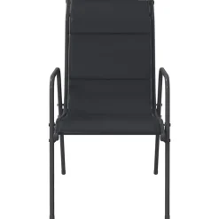 Tuinstoelen-vidaXL - Tuinstoelen - Zwart - Staal en textileen - 4 stuks
