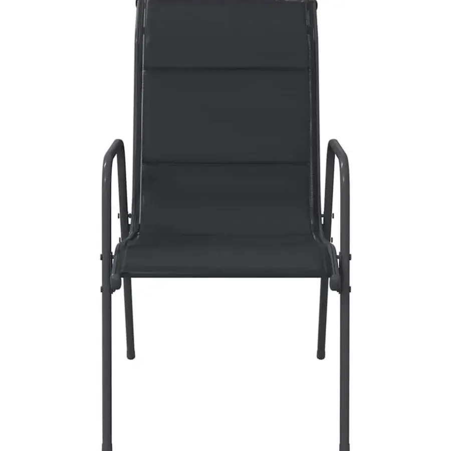 Tuinstoelen-vidaXL - Tuinstoelen - Zwart - Staal en textileen - 4 stuks