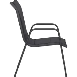 Tuinstoelen-vidaXL - Tuinstoelen - Zwart - Staal en textileen - 4 stuks
