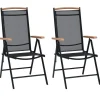 vidaXL - Tuinstoelen - Zwart - Aluminium en textileen - 2 stuks - Inklapbaar