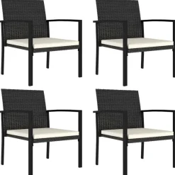 vidaXL - Tuinstoelen - Zwart - Poly rattan - 4 stuks