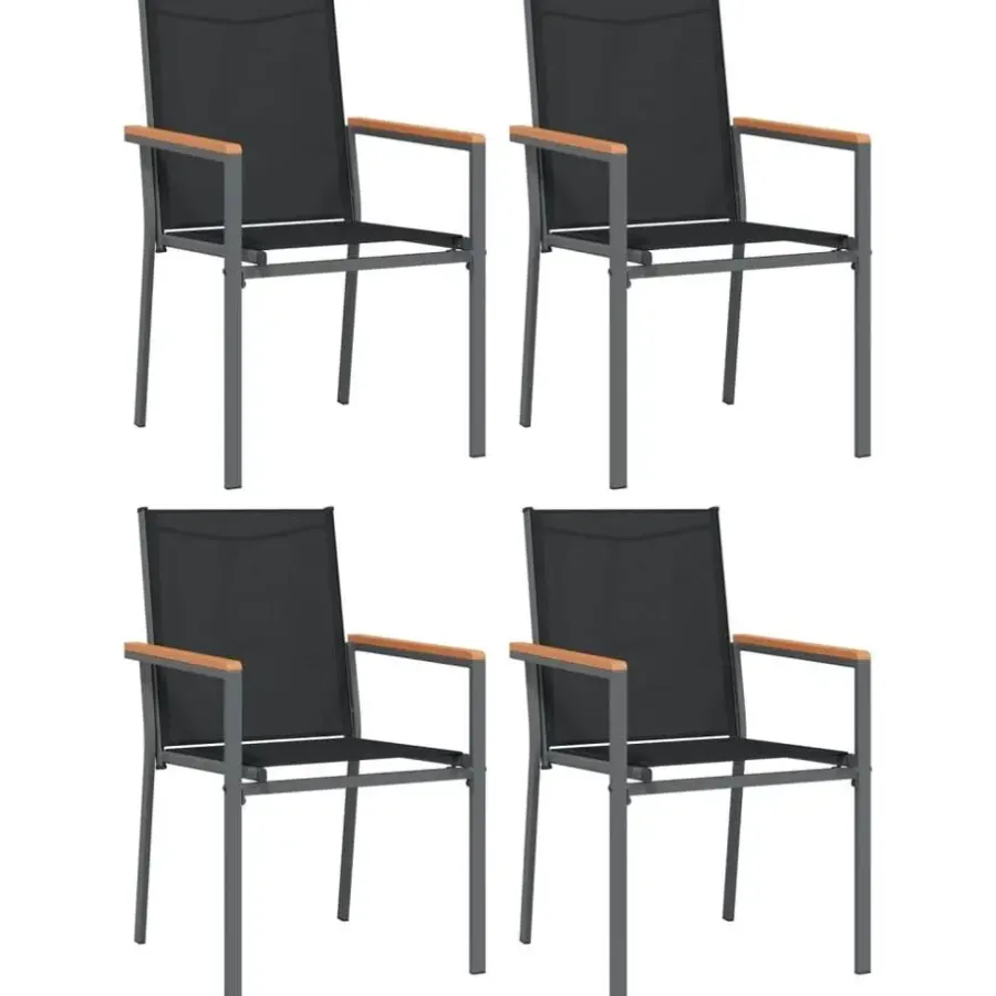 Tuinstoelen-vidaXL - Tuinstoelen - Zwart - Staal - 4 stuks - 55x61,5x90 cm