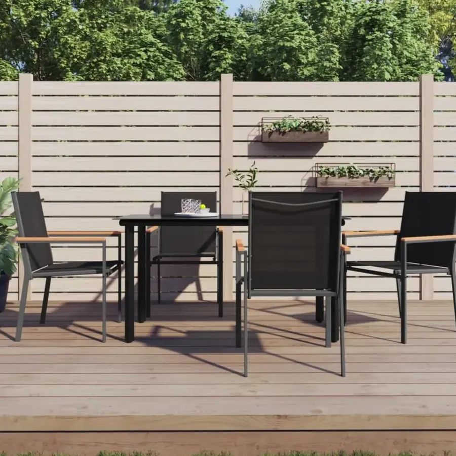 Tuinstoelen-vidaXL - Tuinstoelen - Zwart - Staal - 4 stuks - 55x61,5x90 cm