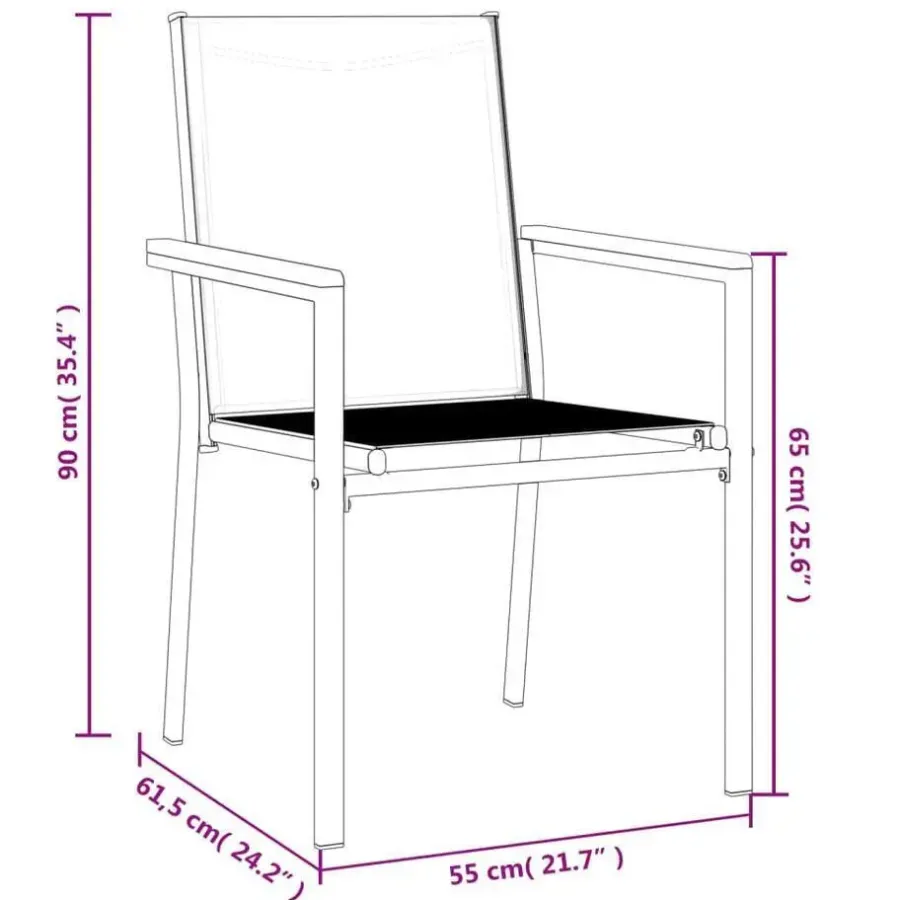 Tuinstoelen-vidaXL - Tuinstoelen - Zwart - Staal - 4 stuks - 55x61,5x90 cm