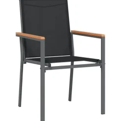 Tuinstoelen-vidaXL - Tuinstoelen - Zwart - Textileen en staal - 2 stuks - 55x61,5x90 cm