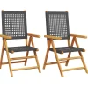Tuinstoelen-vidaXL - Tuinstoelen - Zwart - Acaciahout - 2 stuks - 57x70x109 cm