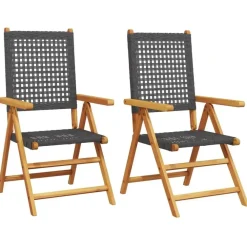 Tuinstoelen-vidaXL - Tuinstoelen - Zwart - Acaciahout - 2 stuks - 57x70x109 cm