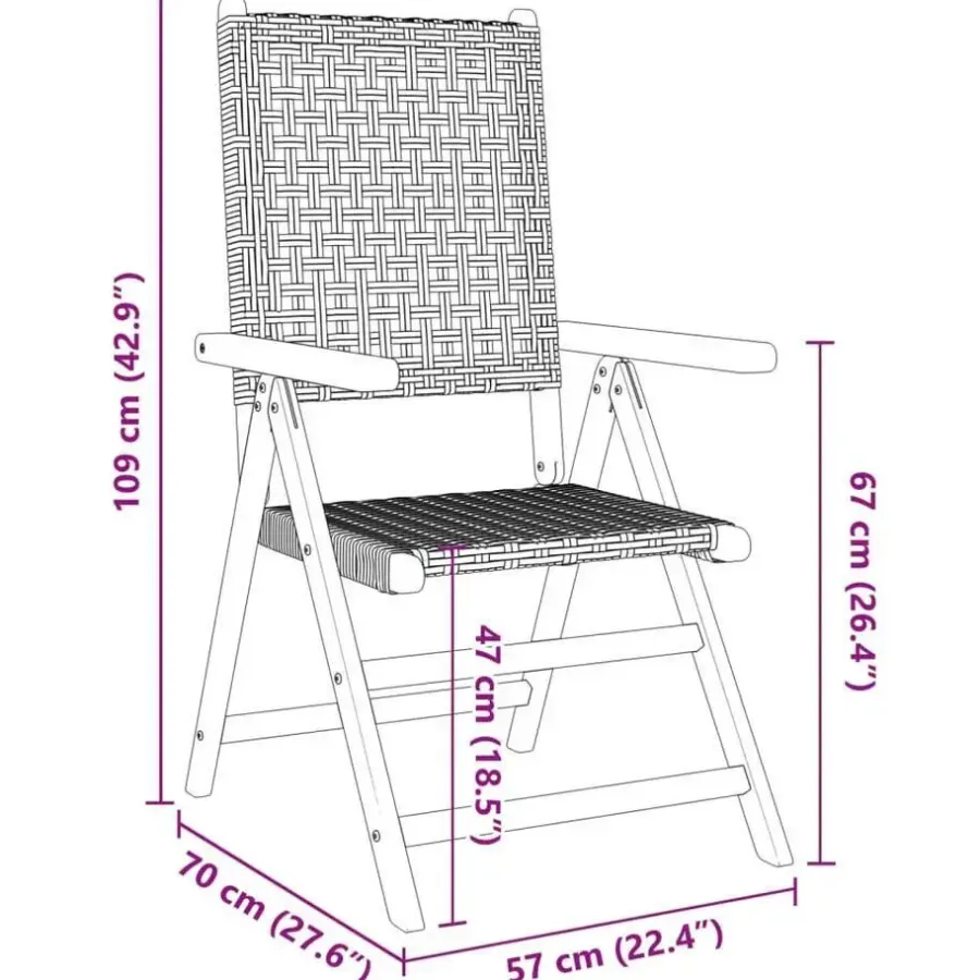 Tuinstoelen-vidaXL - Tuinstoelen - Zwart - Acaciahout - 2 stuks - 57x70x109 cm