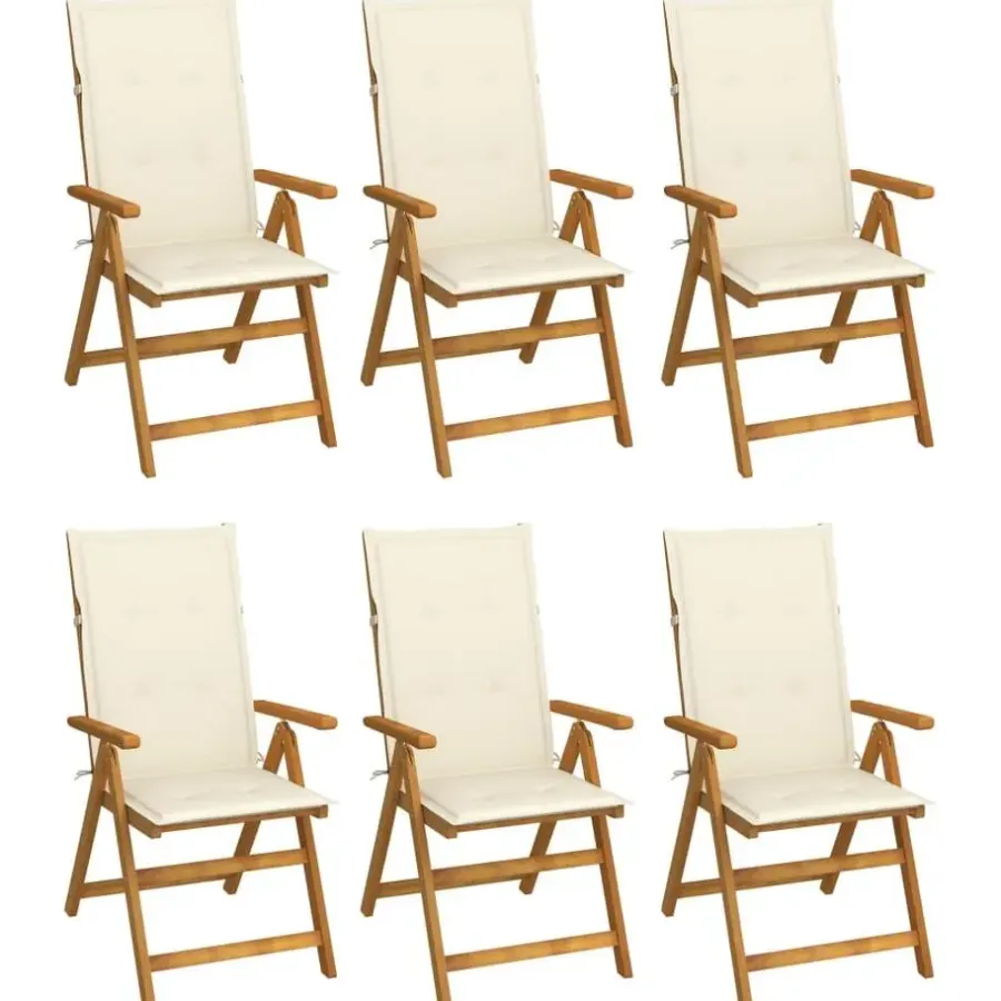 Tuinstoelen-vidaXL - Tuinstoelen inklapbaar met kussens - Massief acaciahout - 6 stuks