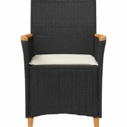Tuinstoelen-vidaXL - Tuinstoelen met kussens - Zwart - Poly rattan en hout - 2 stuks