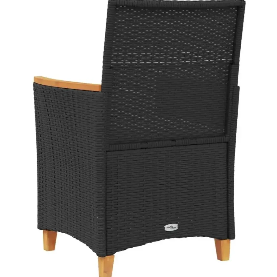 Tuinstoelen-vidaXL - Tuinstoelen met kussens - Zwart - Poly rattan en hout - 2 stuks