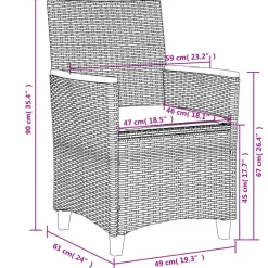 Tuinstoelen-vidaXL - Tuinstoelen met kussens - Zwart - Poly rattan en hout - 2 stuks