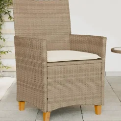 vidaXL - Tuinstoelen met kussens - Beige - Poly rattan en hout - 2 stuks