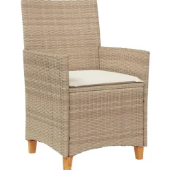 vidaXL - Tuinstoelen met kussens - Beige - Poly rattan en hout - 2 stuks