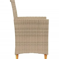 vidaXL - Tuinstoelen met kussens - Beige - Poly rattan en hout - 2 stuks