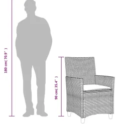 vidaXL - Tuinstoelen met kussens - Beige - Poly rattan en hout - 2 stuks