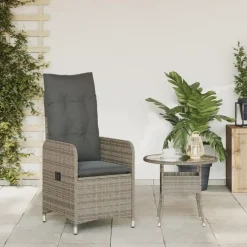vidaXL - Tuinstoelen met kussens - Grijs - Poly Rattan - 2 stuks