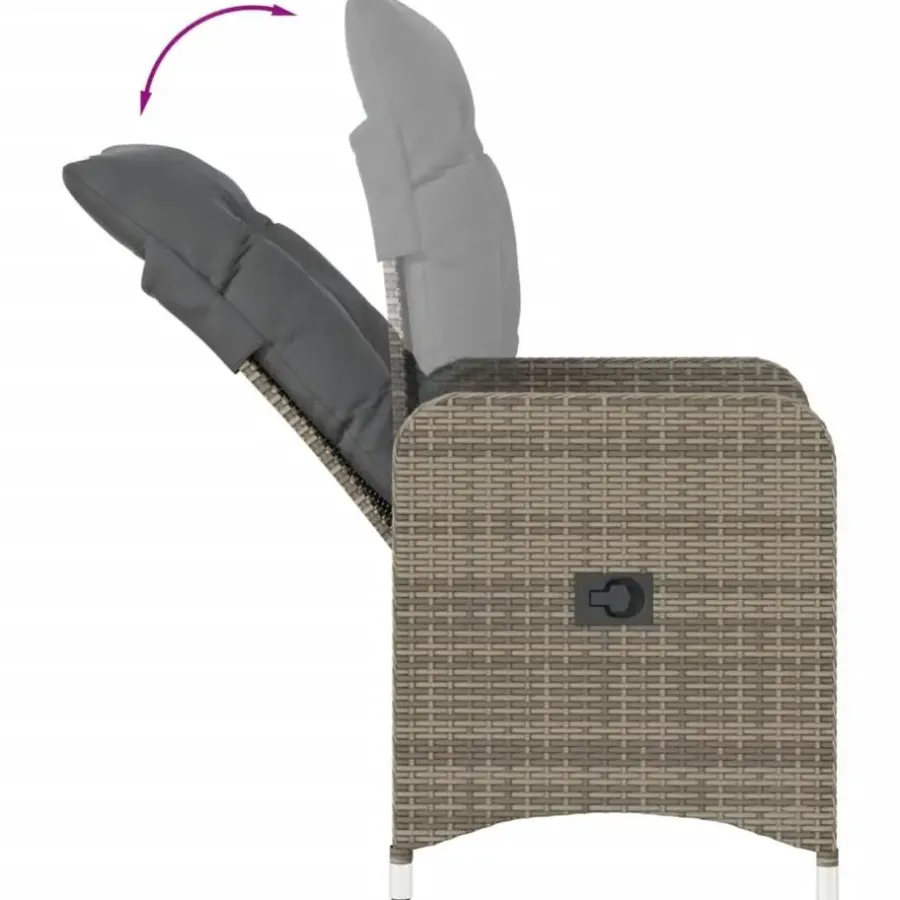 vidaXL - Tuinstoelen met kussens - Grijs - Poly Rattan - 2 stuks