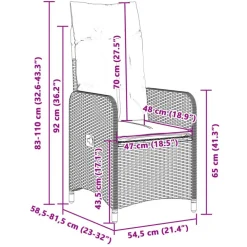 vidaXL - Tuinstoelen met kussens - Grijs - Poly Rattan - 2 stuks
