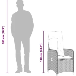 vidaXL - Tuinstoelen met kussens - Grijs - Poly Rattan - 2 stuks