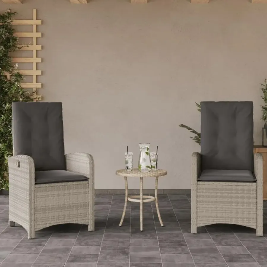 Tuinstoelen-vidaXL - Tuinstoelen verstelbaar - Grijs - Poly rattan - 2 stuks - Met kussens