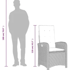 Tuinstoelen-vidaXL - Tuinstoelen verstelbaar - Grijs - Poly rattan - 2 stuks - Met kussens