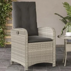 Tuinstoelen-vidaXL - Tuinstoelen verstelbaar - Grijs - Poly rattan - 2 stuks - Met kussens