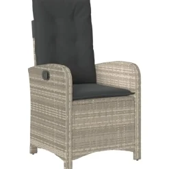 Tuinstoelen-vidaXL - Tuinstoelen verstelbaar - Grijs - Poly rattan - 2 stuks - Met kussens