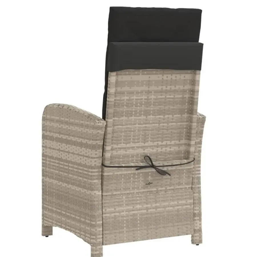 Tuinstoelen-vidaXL - Tuinstoelen verstelbaar - Grijs - Poly rattan - 2 stuks - Met kussens
