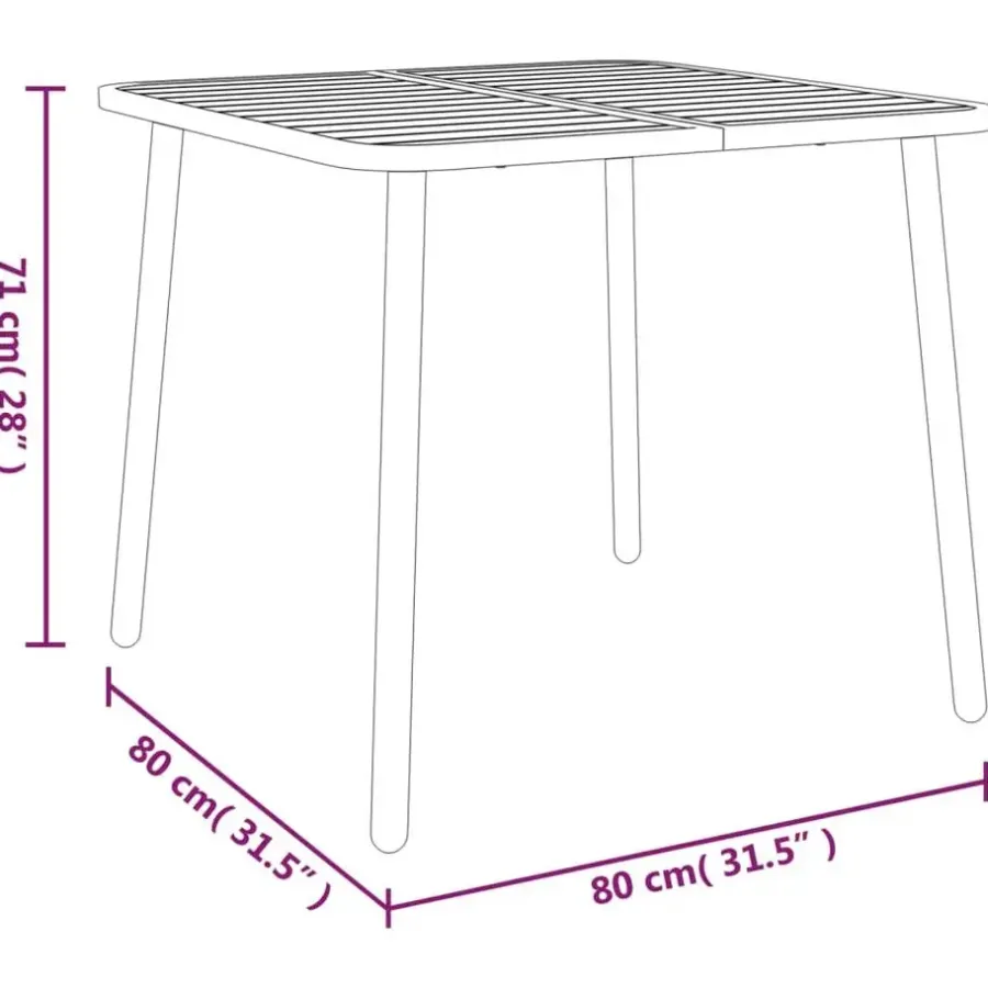 Tuintafels-vidaXL - Tuintafel - Antraciet - Staal - 80 x 80 x 71 cm