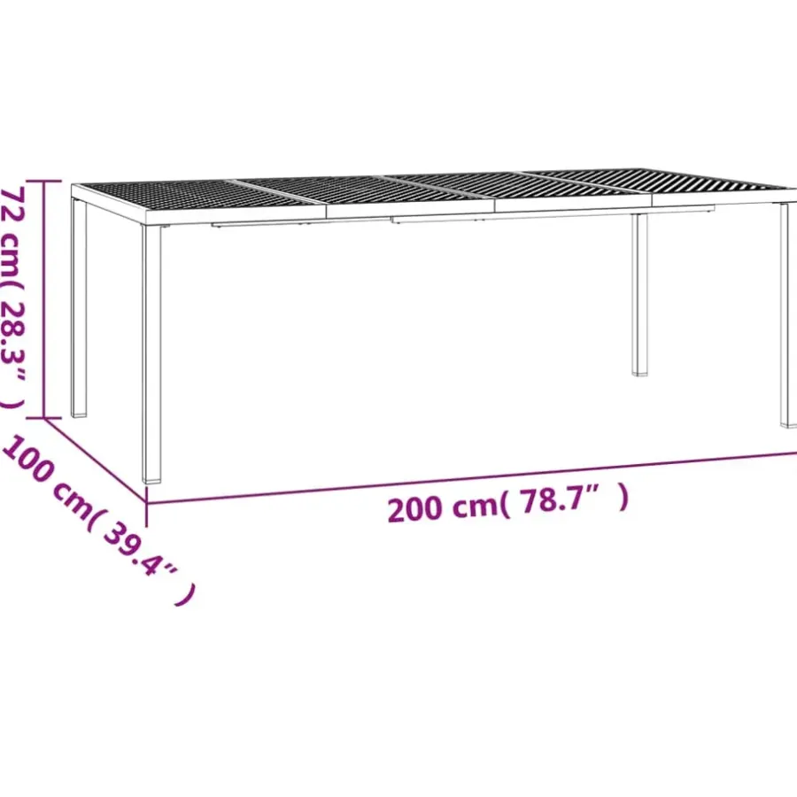 Tuintafels-vidaXL - Tuintafel - Antraciet - Staal - 200 x 100 x 72 cm