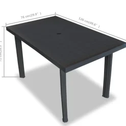 Tuintafels-vidaXL - Tuintafel - Antraciet - Kunststof - 126 x 76 x 72 cm
