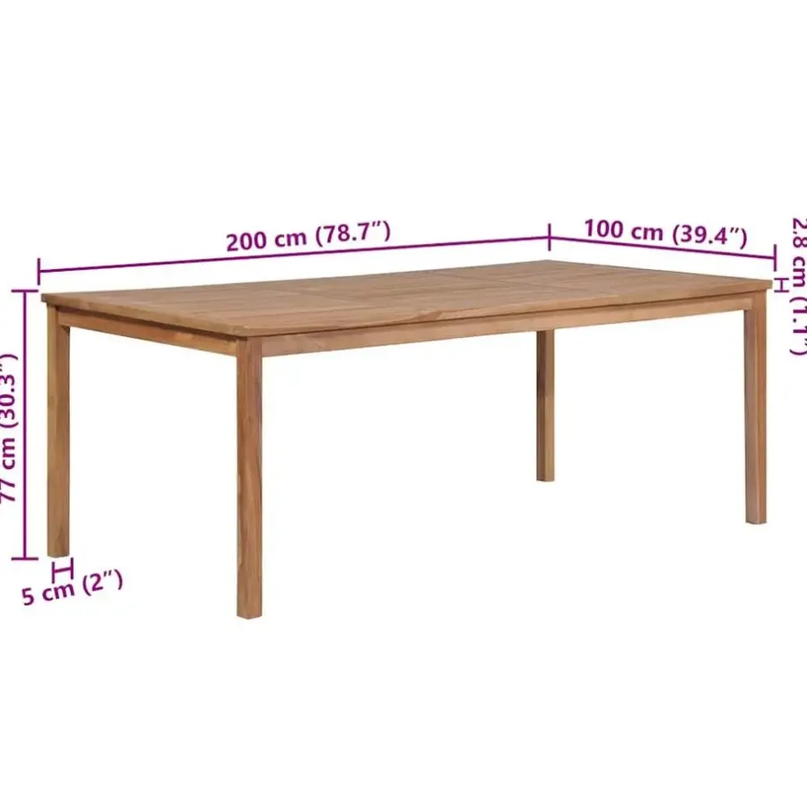 Tuintafels-vidaXL - Tuintafel - Bruin - Hout - 200 x 100 x 77 cm